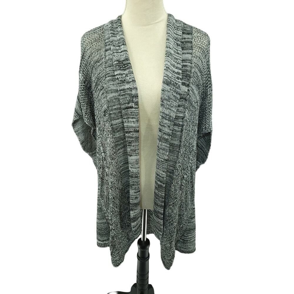Torrid 2X Knit Sleeveless Cardigan Black White
